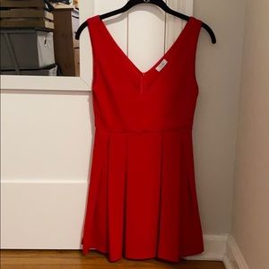 Red v-neck cocktail dress
